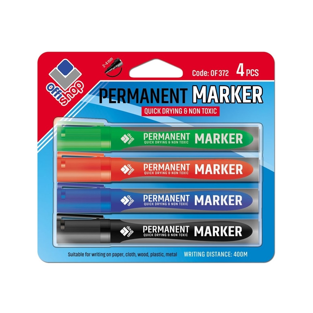 Marker permanent, 4 culori/blister, 2-4 mm - OFFISHOP OF372 6.302521