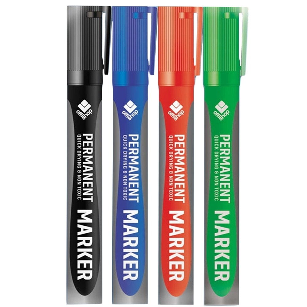 Marker permanent, 4 culori/blister, 2-4 mm - OFFISHOP OF372 6.302521