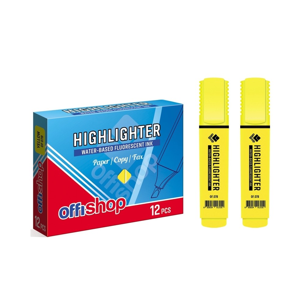 Textmarker fluorescent galben, 1-5 mm, 12 buc/set - OFFISHOP OF078 2.10084