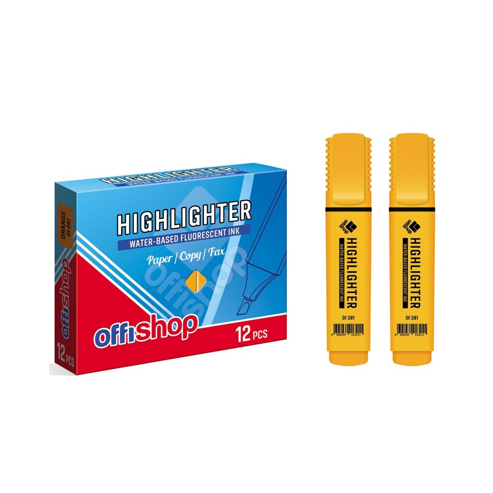 Textmarker fluorescent portocaliu, 1-5 mm, 12 buc/set - OFFISHOP OF081 2.10084