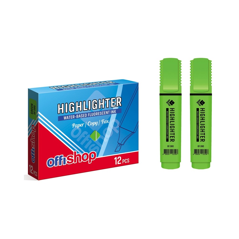 Textmarker fluorescent verde, 1-5 mm, 12 buc/set - OFFISHOP OF080 2.10084