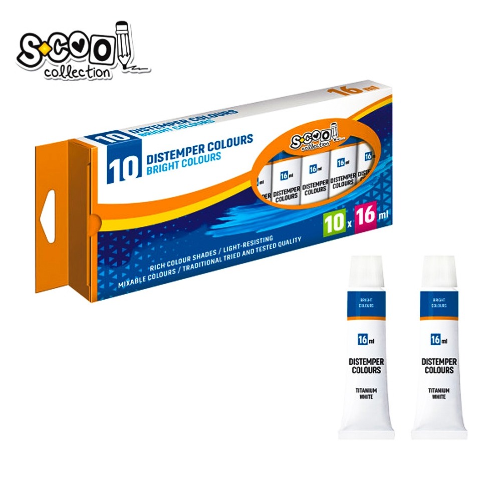 Tempera alb titan, 16 ml, 10 buc/set - S-COOL SC296 21.008403