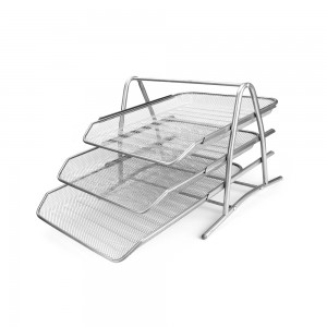 Tavita documente MESH, 3 compartimente argintie - OFFISHOP OF198 0