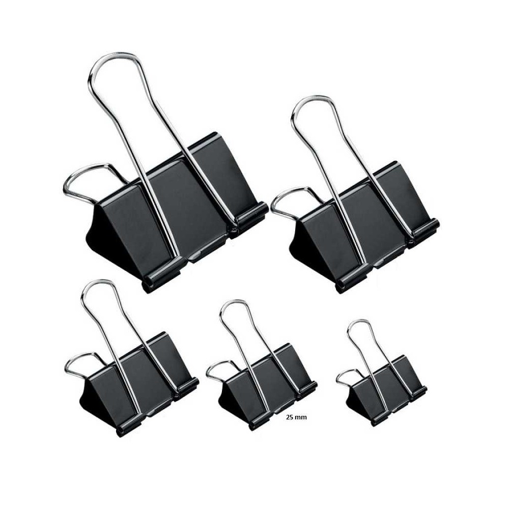 Clipsuri metalice, negre, 25mm, 12buc/set - OFFISHOP OF421 3.361345