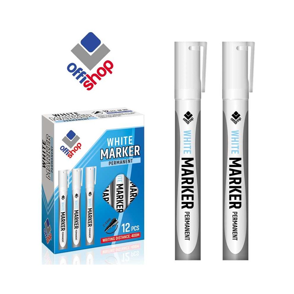 Marker permanent alb, 2-4 mm, 12 buc/set - OFFISHOP OF101 2.521008