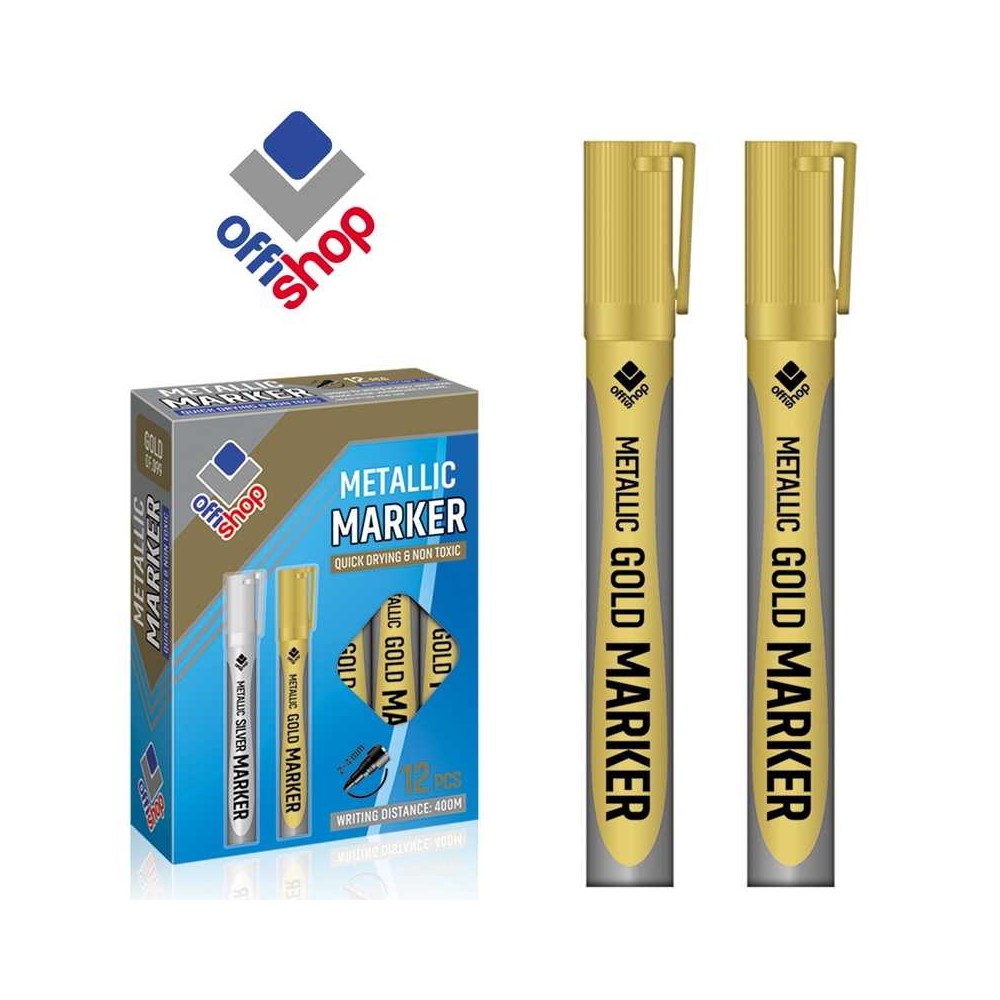Marker permanent auriu, 2-4 mm, 12 buc/set - OFFISHOP OF099 2.941176