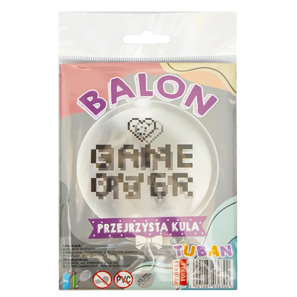 Balon transparent 45 cm - Game Over - TUBAN TB3630 11.764706