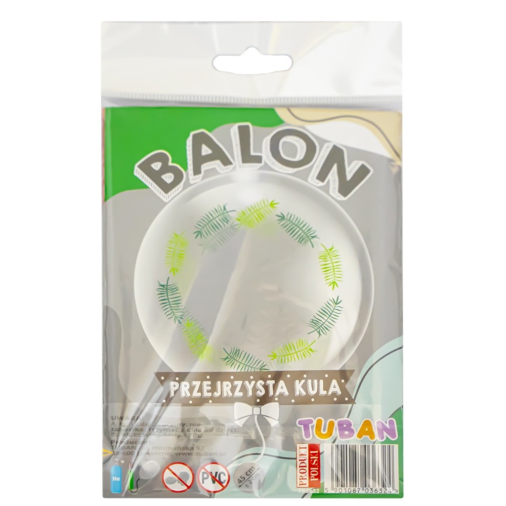 Balon transparent 45 cm - Frunze 2 - TUBAN TB3632 11.764706