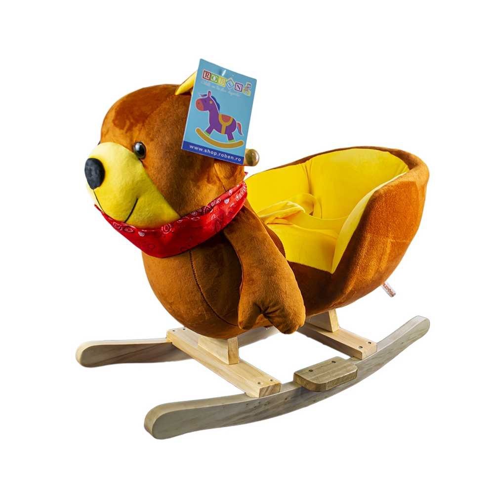 Ursulet balansoar pentru bebelusi, lemn + plus, maro, 60x34x45(h) cm XL-518 242.857143
