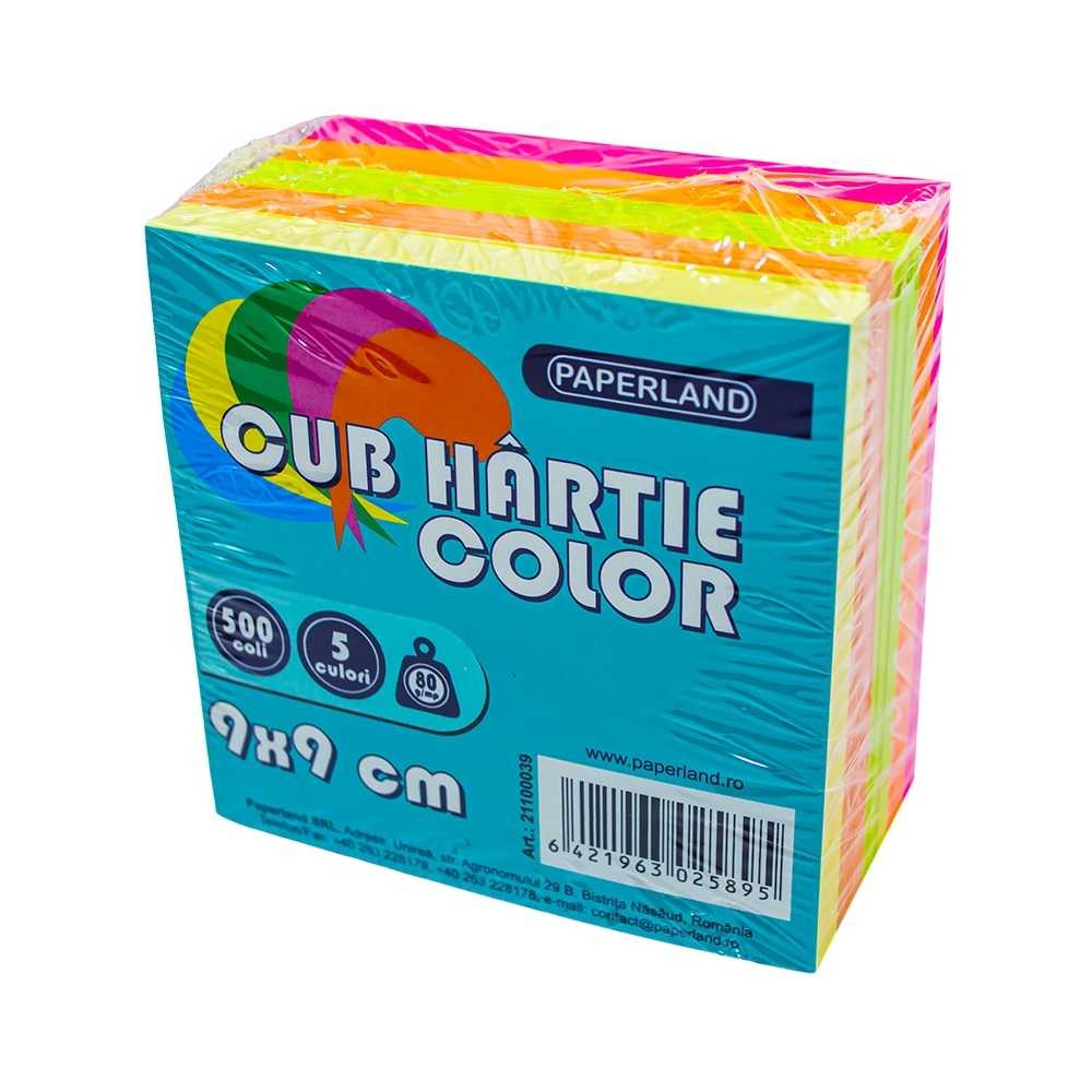 Cub hartie color, 90x90mm, 500file 8.823529
