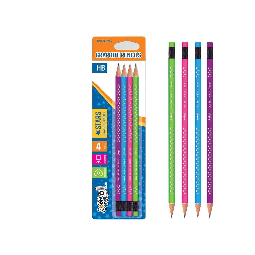 Creion grafit HB, Shining Star, 4 cul/blister- S-COOL SC1286 2.521008