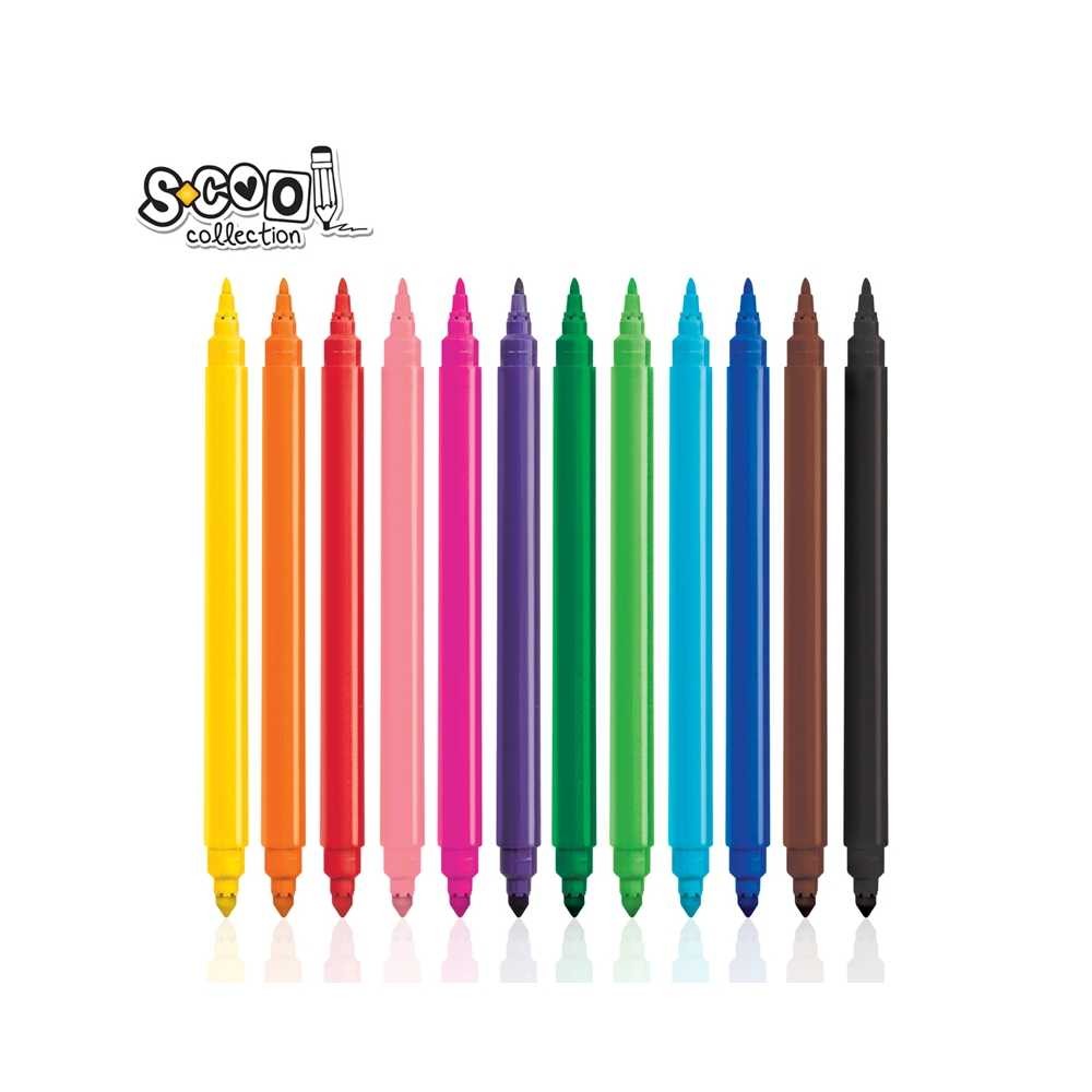 Carioca dubla, 12 culori/set - S-COOL SC1381 12.605042