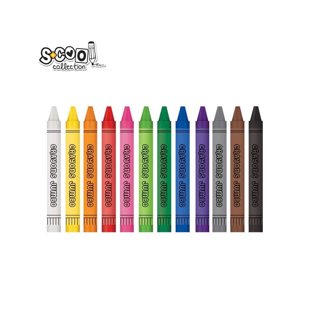 Creioane cerate, JUMBO, 12 culori/set - S-COOL SC017 6.302521
