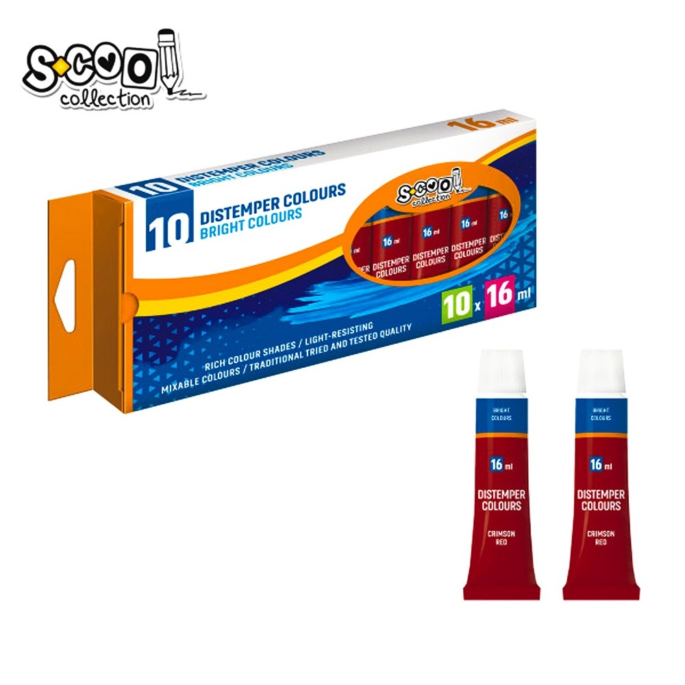 Tempera rosu aprins, 16 ml, 10 buc/set - S-COOL SC299 21.008403