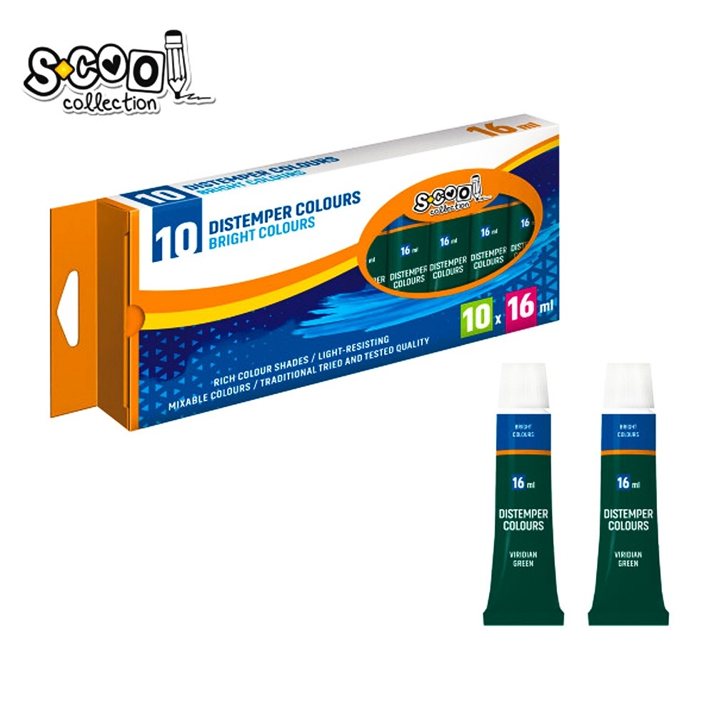 Tempera verde inchis, 16ml, 10 culori/set - S-COOL SC304 21.008403