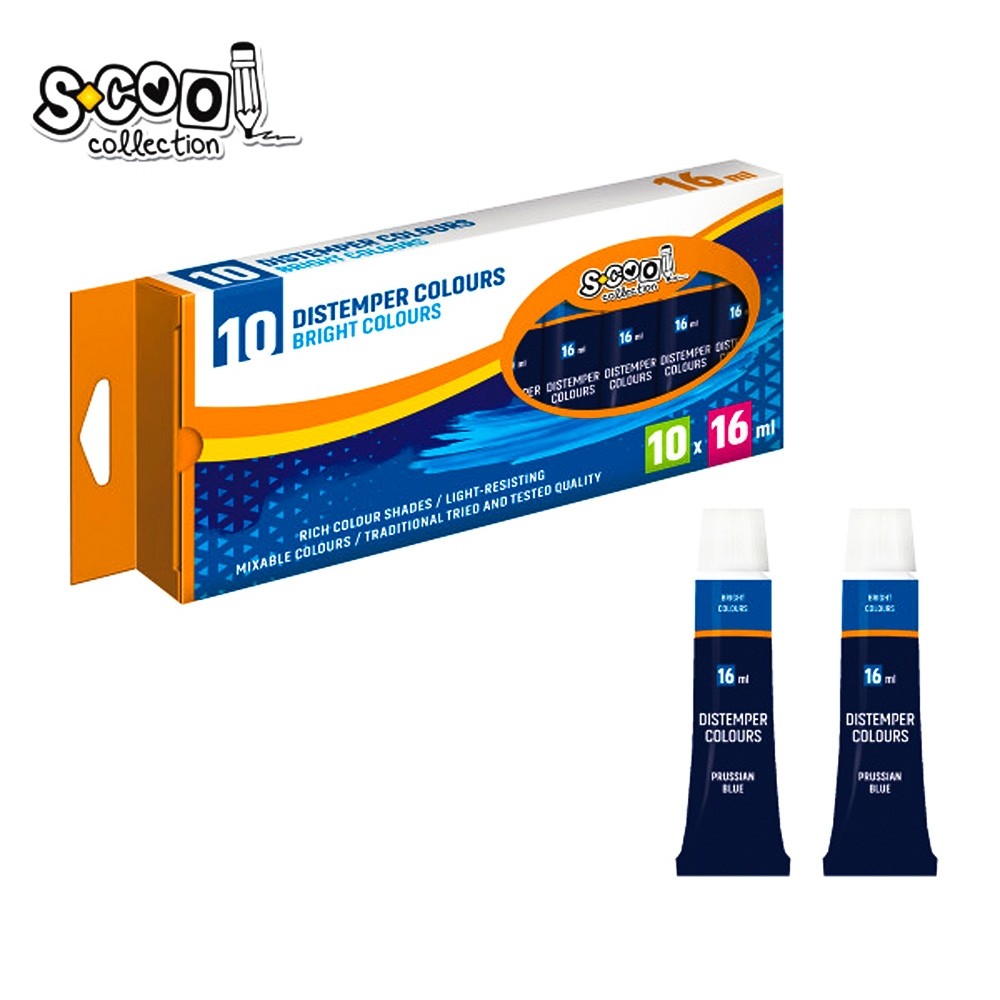 Tempera albastru inchis, 16 ml, 10 buc/set - S-COOL SC302 21.008403