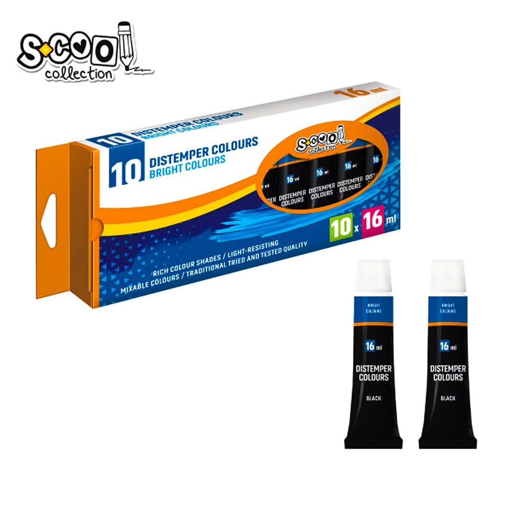 Tempera neagra, 16 ml, 10 buc/set - S-COOL SC298 21.008403