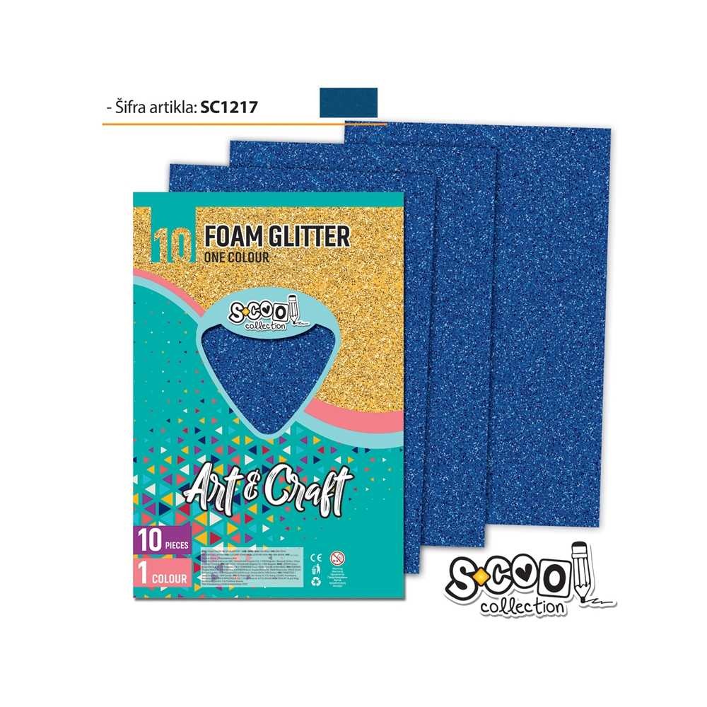 Hartie buretata, glitter, albastra, 10 buc/set, 20x30 cm - S-COOL SC1217 13.445378