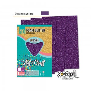 Hartie buretata, glitter, violet, 10 buc/set, 20x30 cm - S-COOL SC1218 13.445378