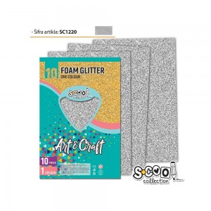 Hartie buretata, glitter, argintie, 10 buc/set, 20x30 cm - S-COOL SC1220 13.445378