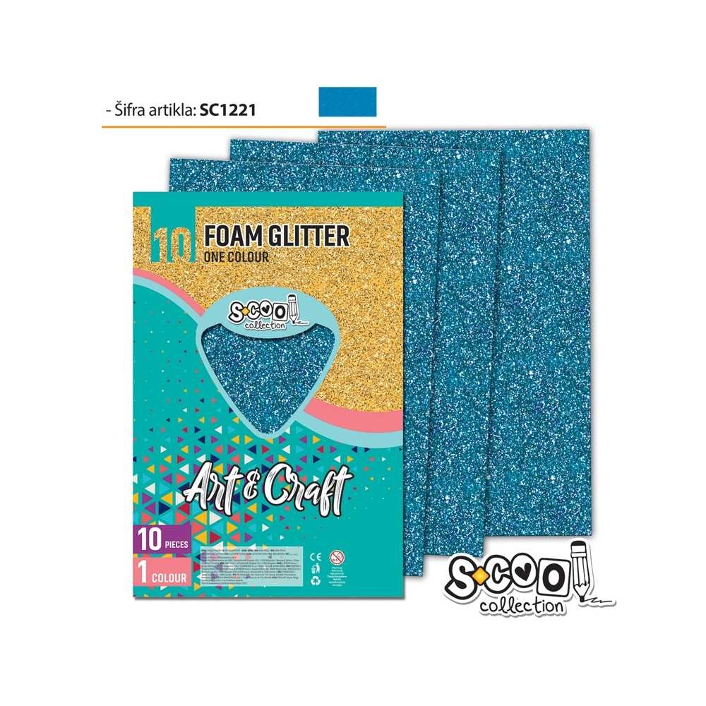 Hartie buretata, glitter, albastru deschis, 10 buc/set, 20x30 cm - S-COOL SC1221 13.445378