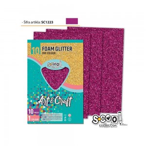 Hartie buretata, glitter, purpuriu, 10 buc/set, 20x30 cm - S-COOL SC1223 13.445378