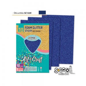 Hartie buretata, adeziva, glitter, albastra, 10 buc/set- S-COOL SC1229 17.647059
