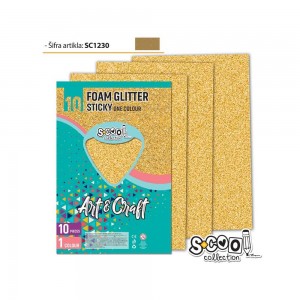 Hartie buretata, adeziva, glitter, aurie, 10 buc/set- S-COOL SC1230 17.647059