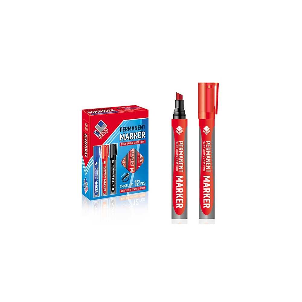 Marker permanent, tesit, rosu, 12 buc/set - OFFISHOP OF301 1.680672