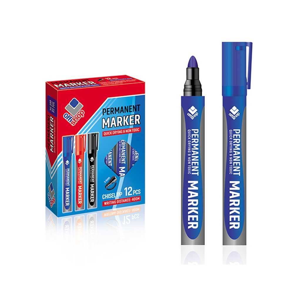 Marker permanent, rotund, albastru, 12 buc/set - OFFISHOP OF093 1.680672