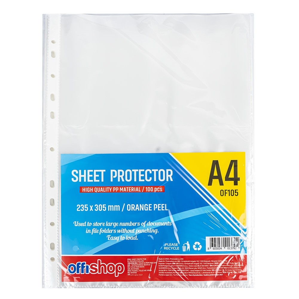 Folie protectie A4, 40 MIC, 100 buc/set - OFFISHOP OF105 13.445378