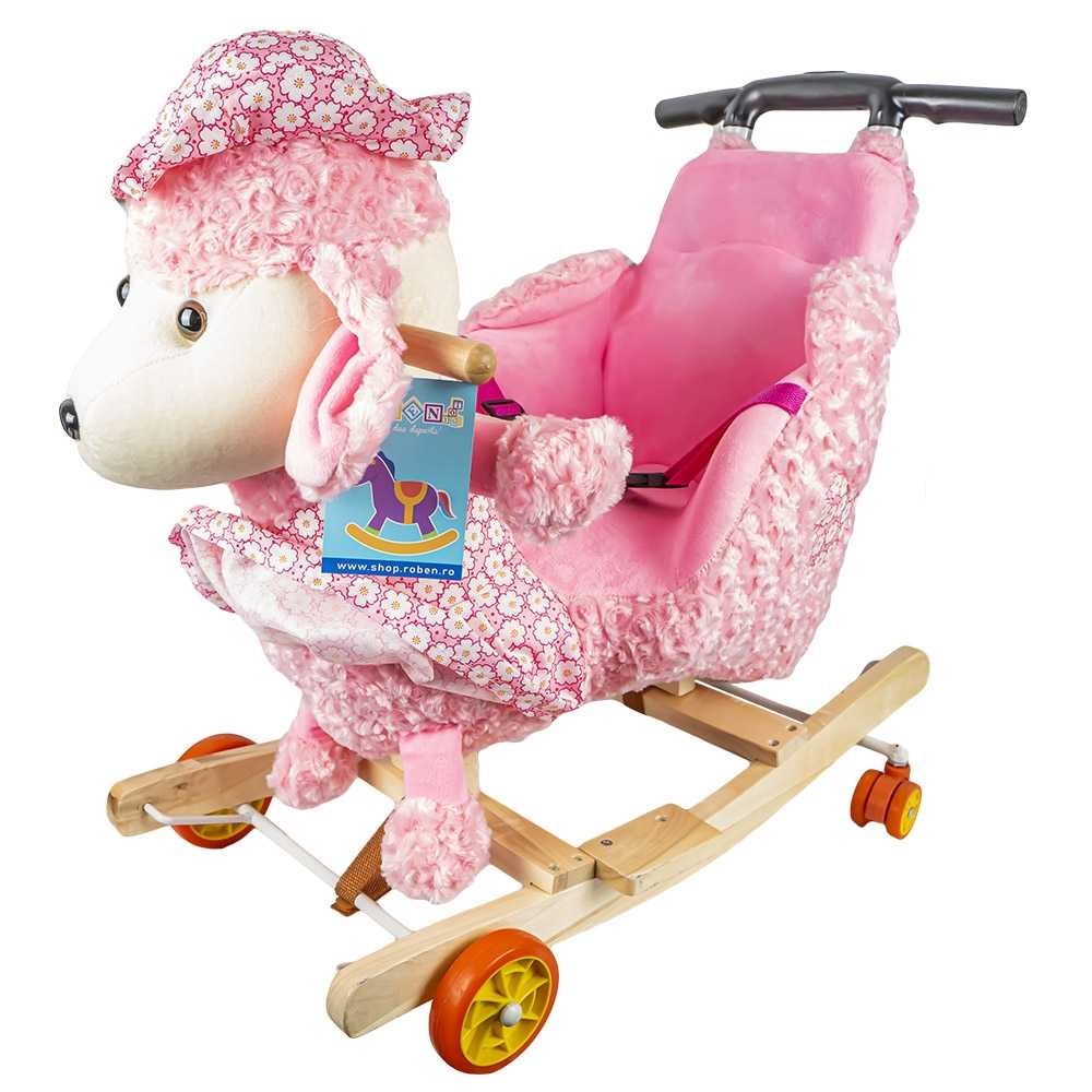 Balansoar pentru bebelusi, Catel, lemn + plus, roz, cu rotile RB-C01 310.084034
