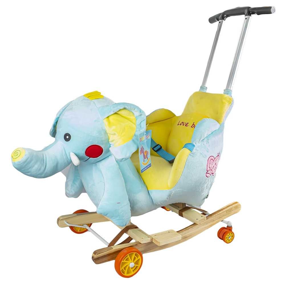 Balansoar pentru bebelusi, Elefant, lemn + plus, cu rotile RB-E 310.084034