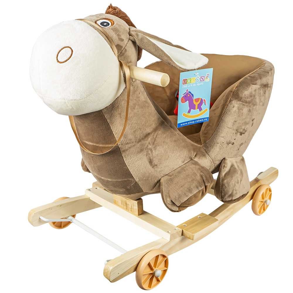 Balansoar pentru bebelusi, Magarus, lemn + plus, cu rotile, 60 cm RB-M01 217.647059