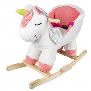 Balansoar pentru bebelusi, Unicorn, lemn + plus, roz+alb, 52 cm RB-U 264.705882