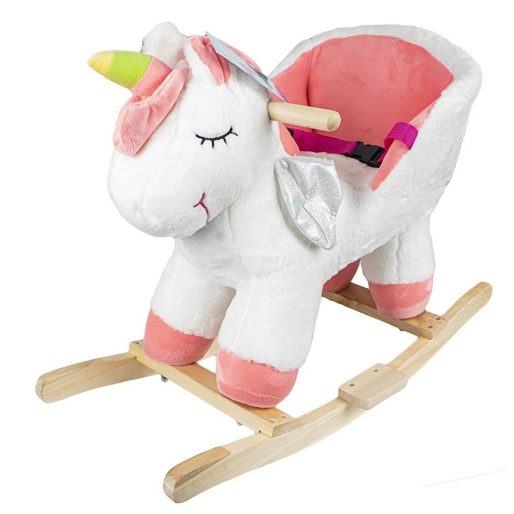 Balansoar pentru bebelusi, Unicorn, lemn + plus, roz+alb, 52 cm RB-U 264.705882