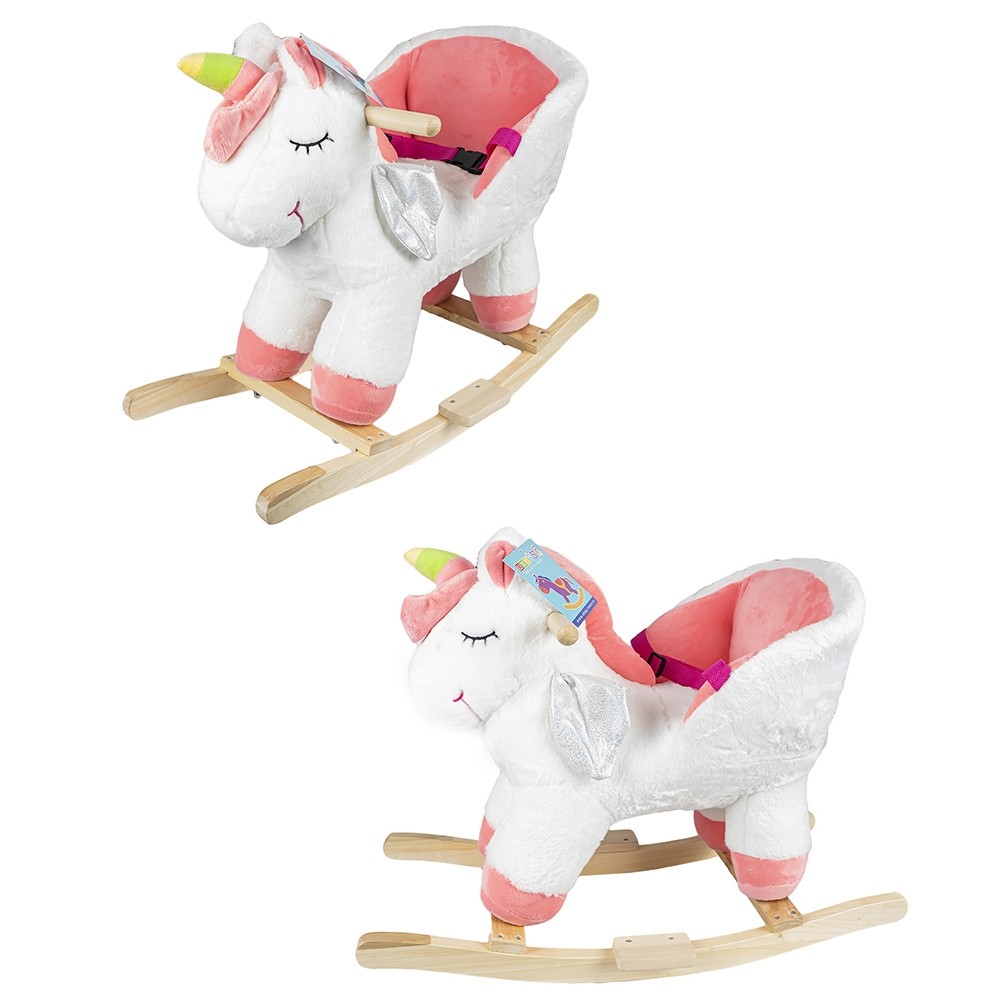 Balansoar pentru bebelusi, Unicorn, lemn + plus, roz+alb, 52 cm RB-U 264.705882