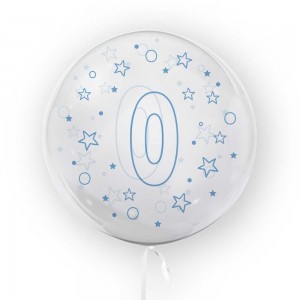 Balon transparent, 45 cm - cifra 0, baieti - TUBAN TB3633 13.445378