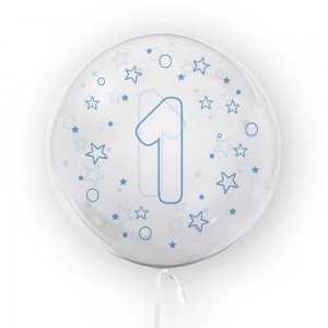 Balon transparent, 45 cm - cifra 1, baieti - TUBAN TB3634 13.445378