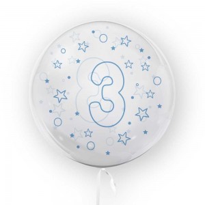 Balon transparent, 45 cm - cifra 3, baieti - TUBAN TB3636 13.445378