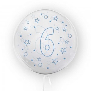 Balon transparent, 45 cm - cifra 6, baieti - TUBAN TB3639 13.445378