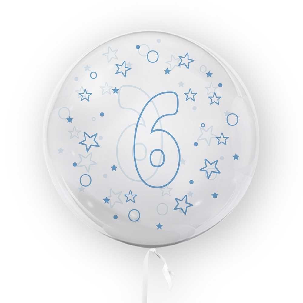 Balon transparent, 45 cm - cifra 6, baieti - TUBAN TB3639 13.445378
