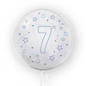 Balon transparent, 45 cm - cifra 7, baieti - TUBAN TB3640 0