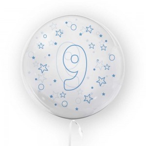 Balon transparent, 45 cm - cifra 9, baieti - TUBAN TB3642 13.445378