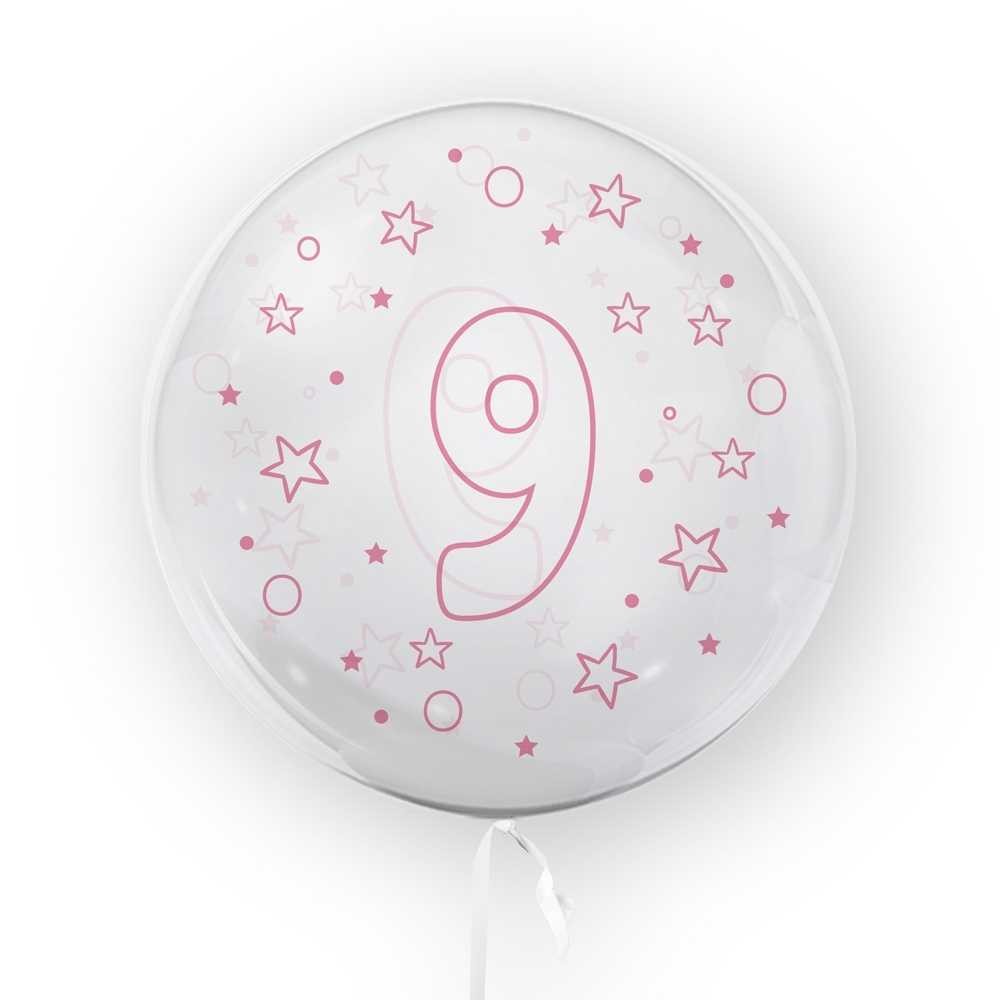 Balon transparent, 45 cm - cifra 9, fete - TUBAN TB3692 13.445378