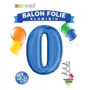 Balon, folie aluminiu, albastru, cifra 0, 40 cm 14064-0 0