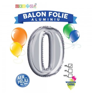 Balon, folie aluminiu, argintiu, cifra 0, 40 cm 14062-0 2.521008