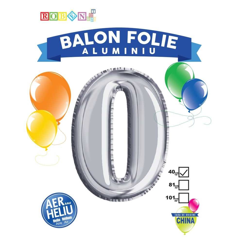 Balon, folie aluminiu, argintiu, cifra 0, 40 cm 14062-0 2.521008