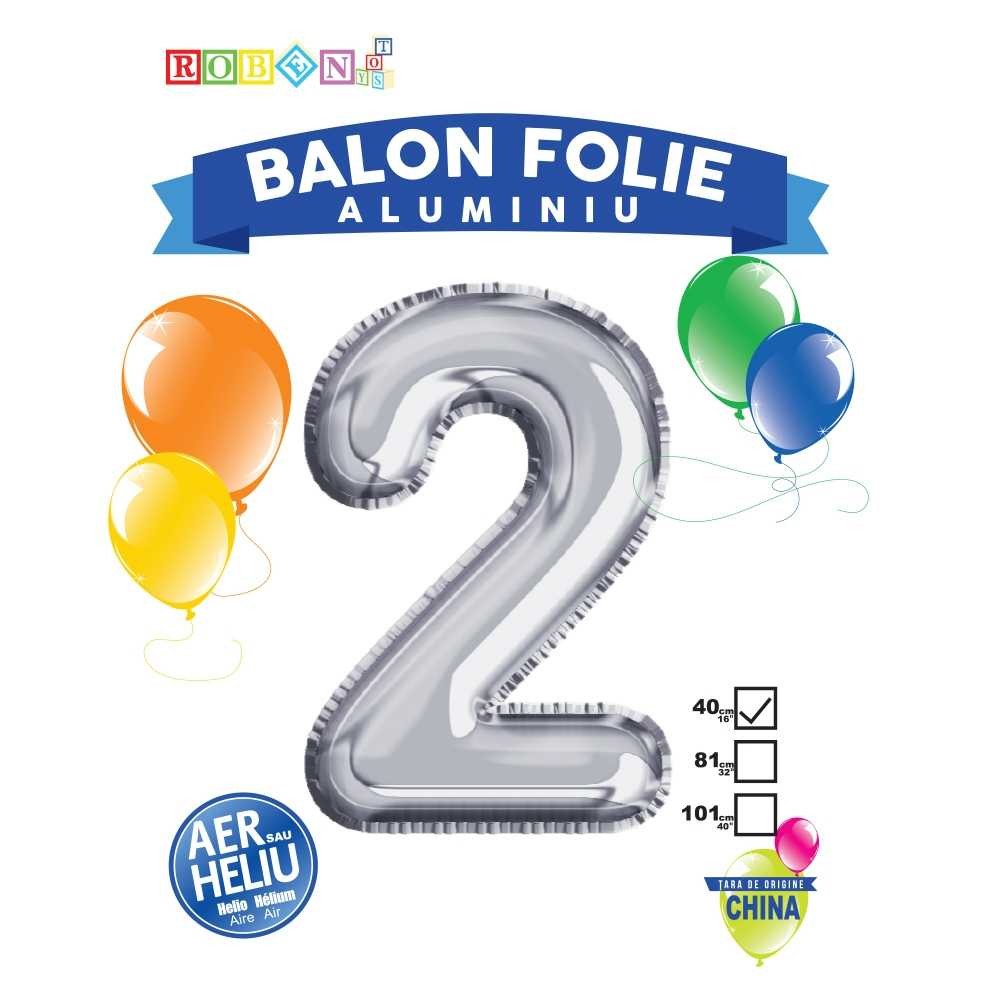 Balon, folie aluminiu, argintiu, cifra 2, 40 cm 14062-2 2.521008