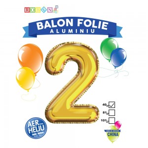 Balon, folie aluminiu, auriu, cifra 2, 40 cm 14061-2 2.521008